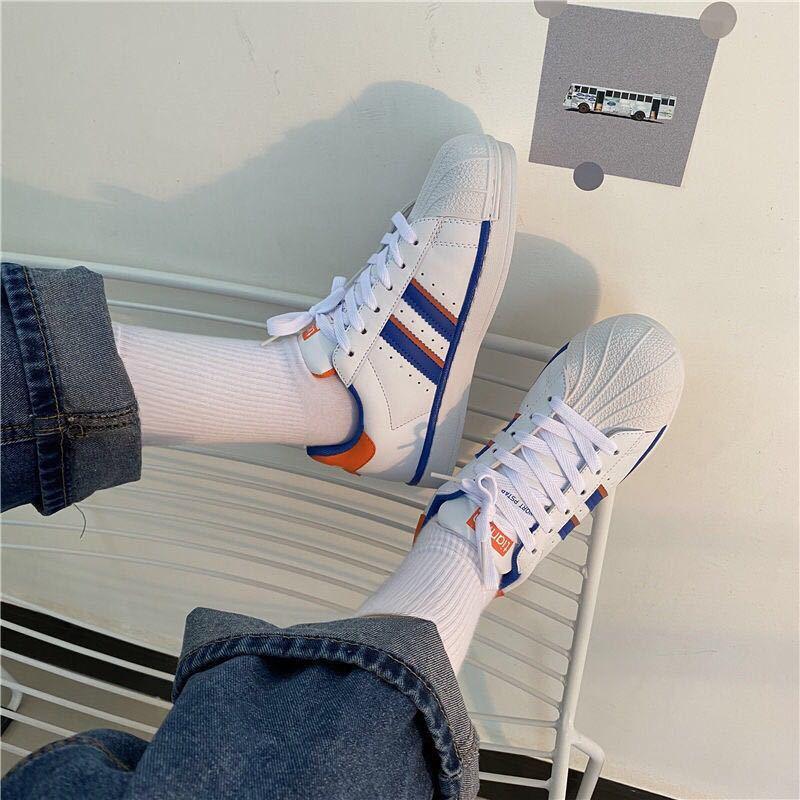 Vysokoškolský styl Barevné boty s mušlí Ulzzang Ležérní Ploché Sportovní Boardové boty Ženy