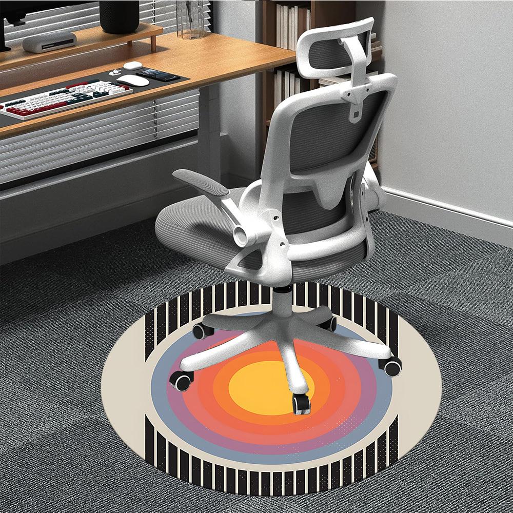 1pc Sunburst Gradient Office Round Area Rug, Indoor Mat Suitable For Office, Under Office Chairs Bedroom Living Room Home Decor, Room Deco