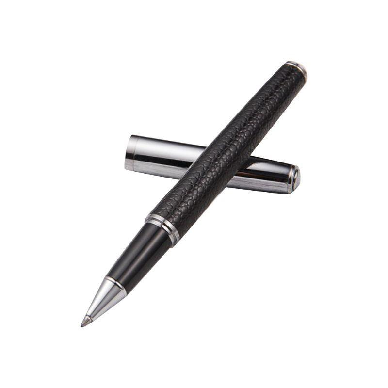 Negocios Pluma 0.5mm Tinta Negra Cuero Metal Bolígrafo Estudiante Útiles Regalo