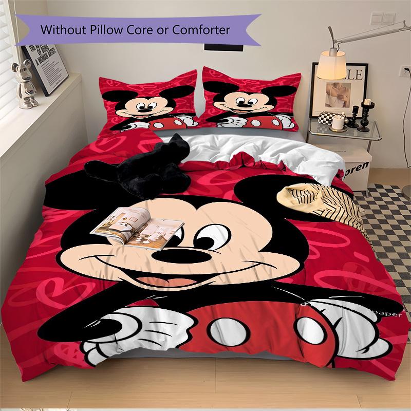Mickey Mouse Valentine'S Day Print 3Pcs Bedding Setduvet Cover With 2 Bedropillowcase Home Birthday Gift