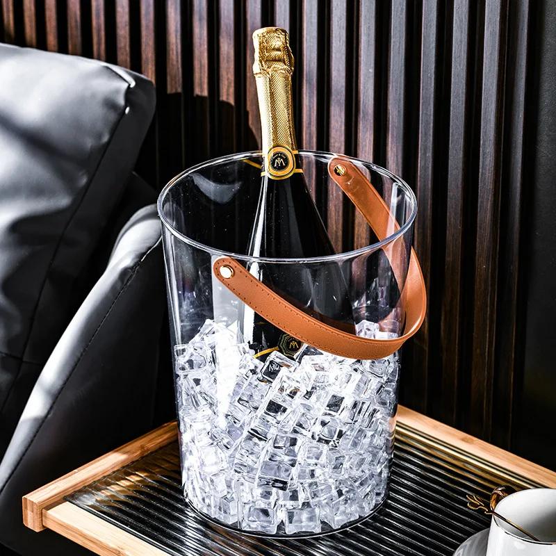 Bar Ice Bucket Portable Uncovered Beverage Beer Bucket Transparent Storage Bucket Refrigerated Ice Storage Bucket