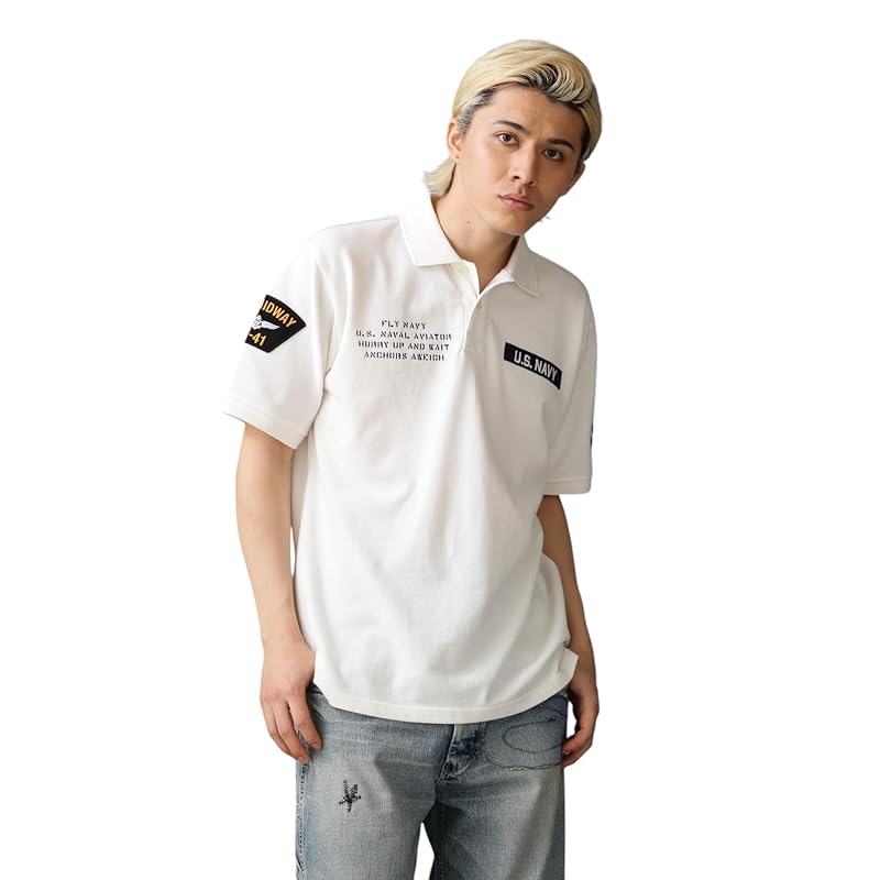 

[Avirex] NAVAL PATCHED POLO SHIRT naval patched polo shirt men s 2XL 033 off white 783-2936001