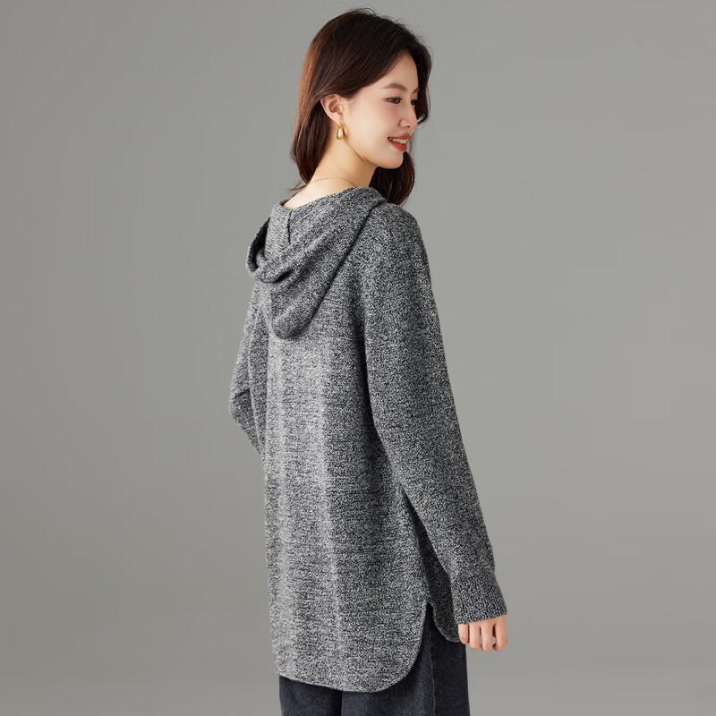 Women's 100% Wool Hooded Pullover Sweater