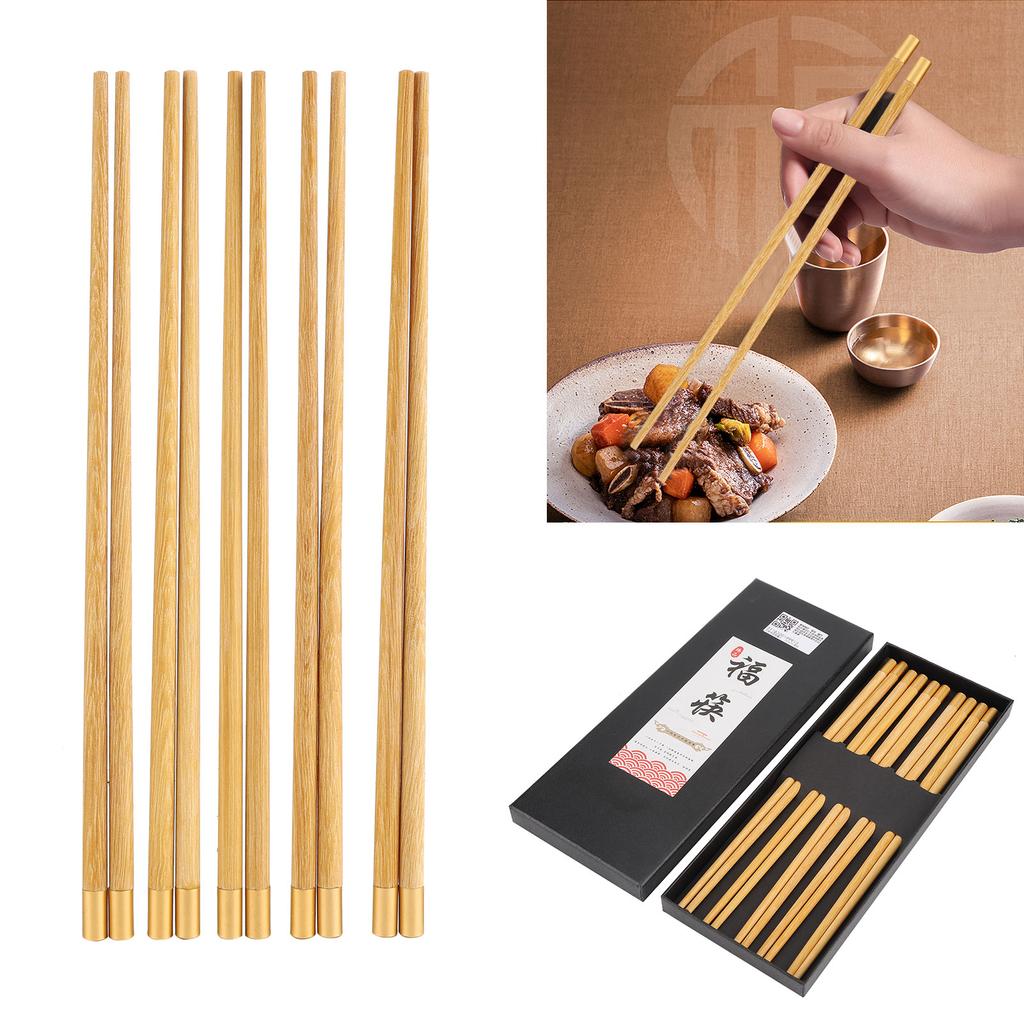 5 Pairs Chinese Style Wooden Chopsticks Set Safe Handcrafted Tableware Gift for Family FriendsYellow Sandal