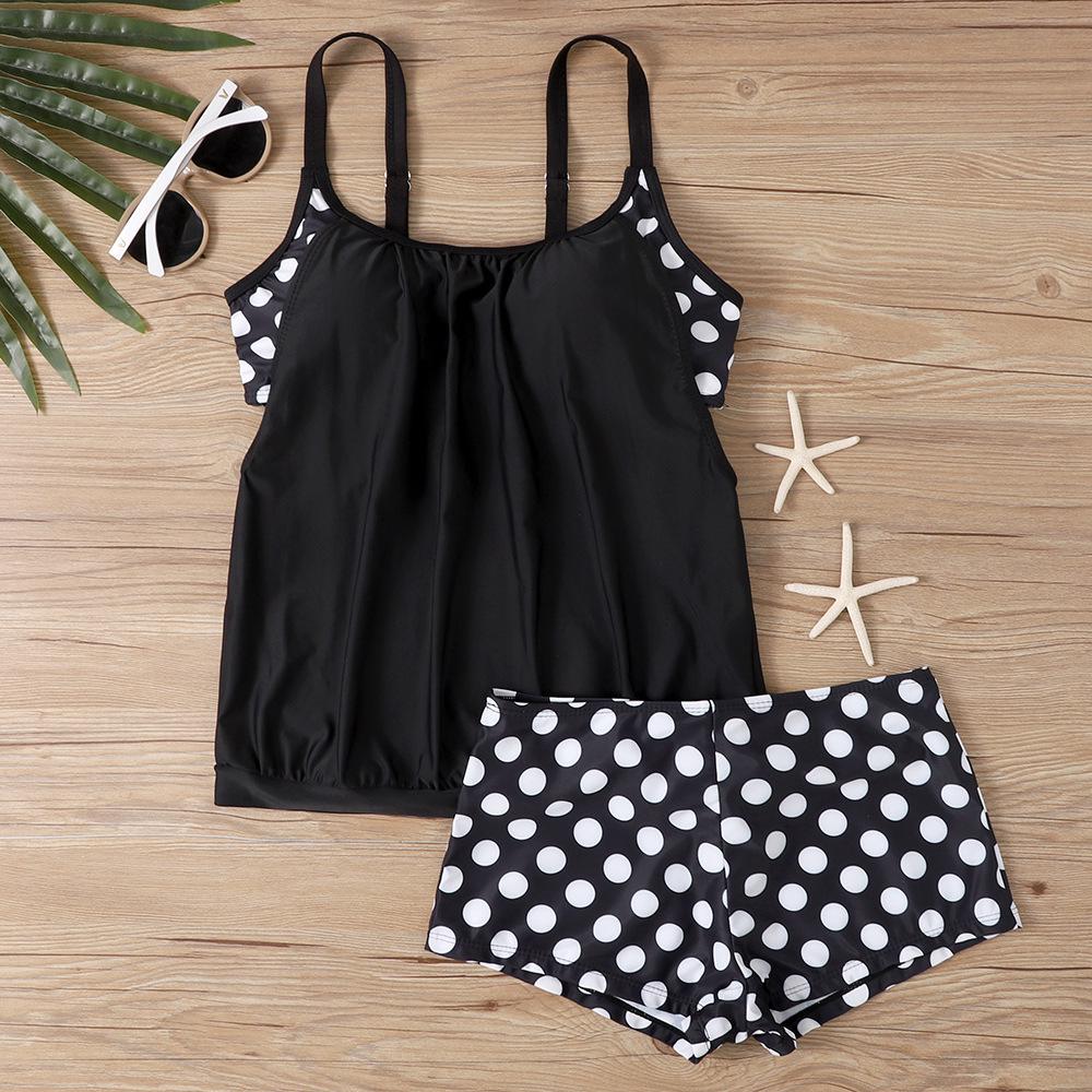2025 Plus Size Polka Dot Tankini: European and American Women's Two-Piece Swimsuit