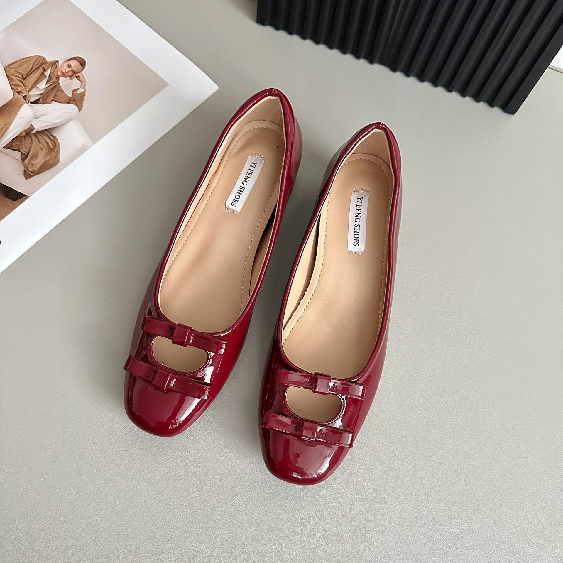 

Height increase 5cm French bow soft-soled evening shoes women s 2025 autumn new sexy open-toe sewn light-mouth single shoes 39
