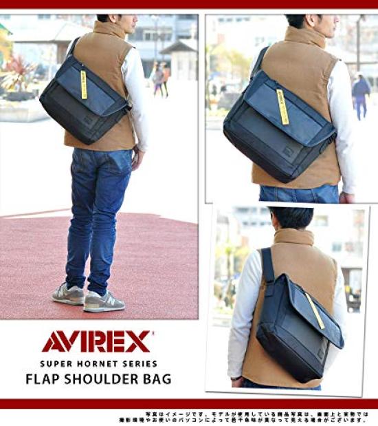 AVIREX Flap Shoulder Bag Messenger Bag Black 1.