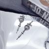 Y2K Gothic Sliver Color Baroque Heart-shaped Bowknot Injection Syringe Dangle Earrings for Women Hallowmas Charm Jewelry Gifts