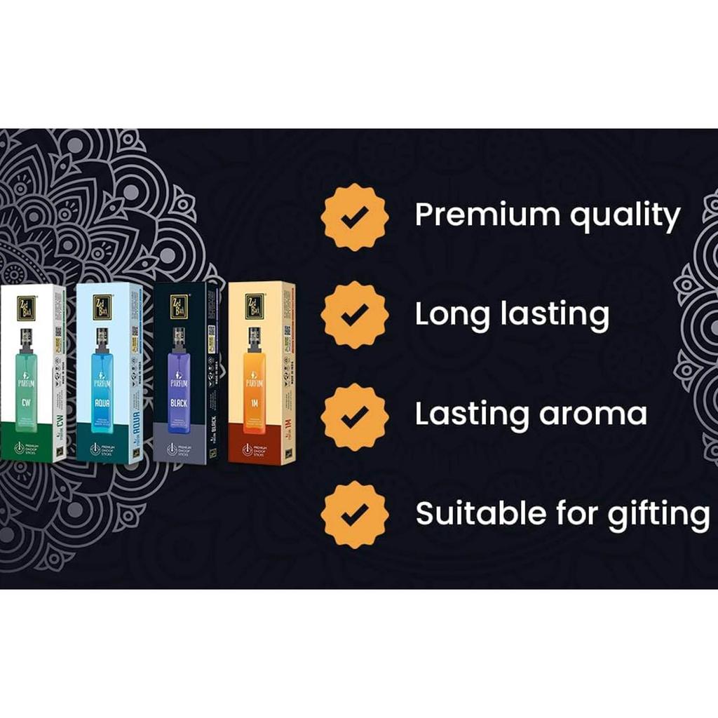 Zed Black Parfum Premium Dhoop Sticks Pack Of 4 Long Lasting Fragrance For Home Meditation And Relaxation Aroma Scents Aqua Black 1M CW