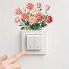 1pc Elegant Pink Floral for Switch Sticker - Self-Adhesive, Removable & Reusable Wall Decal for Bathroom.