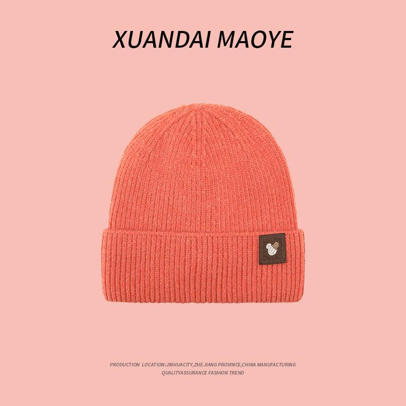 New Hat for Women In Autumn and Winter  Warm and Cold Versatile Knitted Hat with Velvet To Show Off Their Faces Small Wool Cold Hat for Men