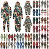 Christmas Print Family Matching Hooded Long Sleeved Zippered Jumpsuit Set
