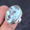 Natural Larimar Gemstone Handmade 925 Sterling Silver Jewelry Ring Size 7 m6D37
