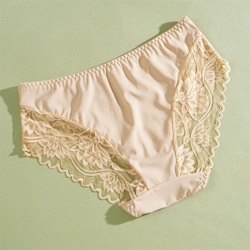 Braguitas Florales de Encaje para Mujer Sexy Ropa Interior Transparente Tallas Grandes Calzoncillos Femeninos Sin Costuras Lencería Calada S-XXL