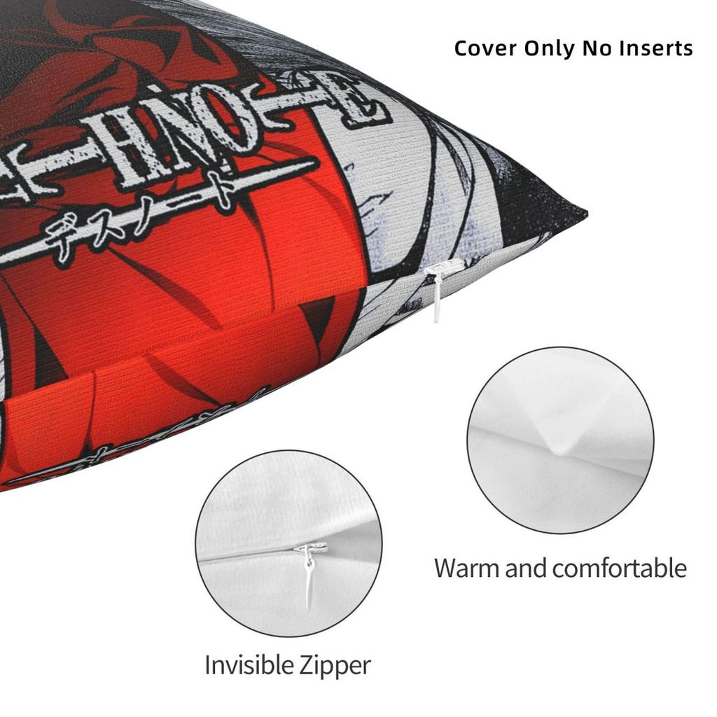 Anime Death Note Light Yagami Square Pillow Case Shinigami Cushion Covers Awesome Zippered Decor Pillowcase For Home 18"X18"