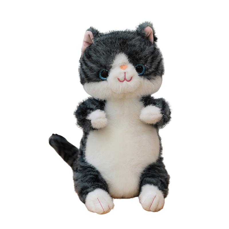 New Seth Dudu Striped Simulation Lying Down Cat Kitten Doll Children Sleeping Soothing Doll Birthday Gift