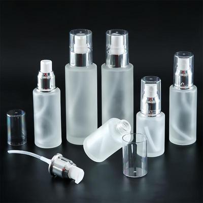 Bouteille de lotion transparente Bouteille en verre Vaporisateur à brume fine Bouteille d'essence Flacon doseur de toner à pression