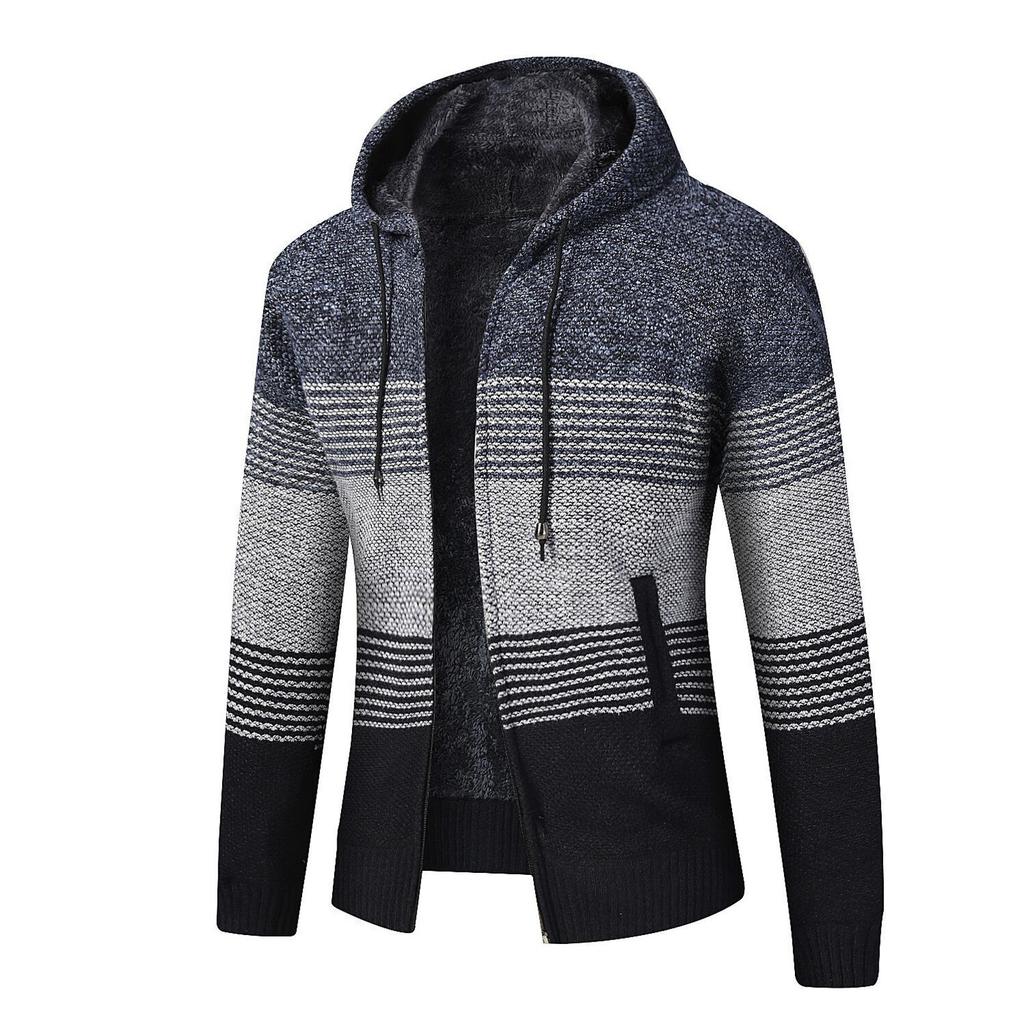 Und Winter Herrenmode Lockerer Cardigan Warmer Revers Kapuzenjacke Pullover