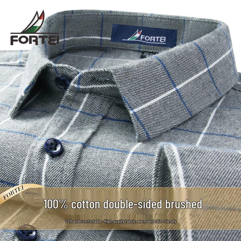 

Men s All-Cotton Double-Sided Brushed Plaid Long-Sleeve Shirt 43