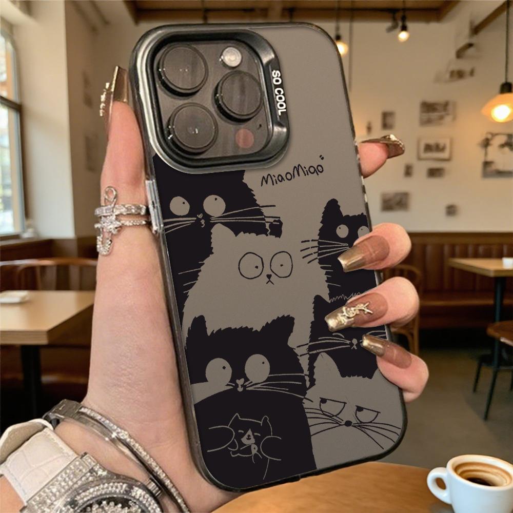 Cute Cats Pattern Shockproof Phone Case for Iphone 16 15 14 13 12 11 Pro Max/Mini Anti-Scratch Premium Hard Cover