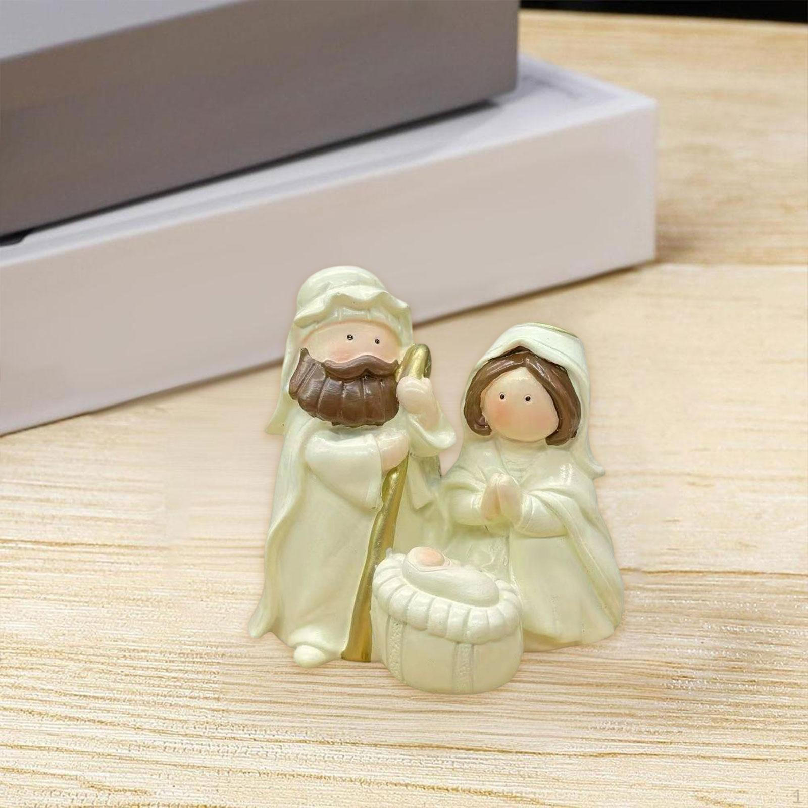 

Christmas Nativity Figurine Mini Holy Family Statue Decorative Mary Joseph Figures Sculpture for