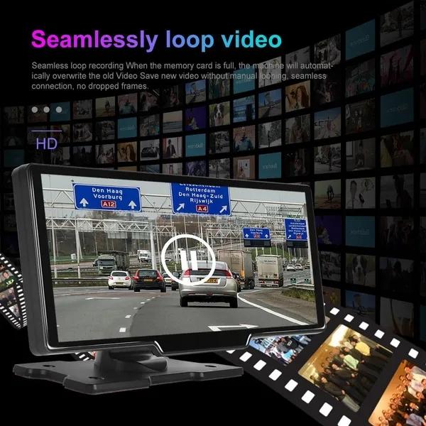 HD 9.3" Screen Portable DashCam Suppport Rear Camera Built In Camera Supports Wireless ćar-Pláy&Android Auto/ Voice Control