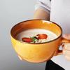 Ceramic Breakfast Bowl 700ml Microwave & Oven-Safe Soup Mug with Lid & Spoon Large Capacity Soup Bowl for Oatmeal Noodles