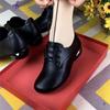 Autumn Women's Soft Leather Shoes Round Head Lace-up Low Heel Medium Shoes Casual Non-slip Soft Sole Thick Heel Leather Shoes