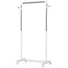 Rolling Coat Rack, Height-Adjustable, with Lower Shelf, 4 Casters, White