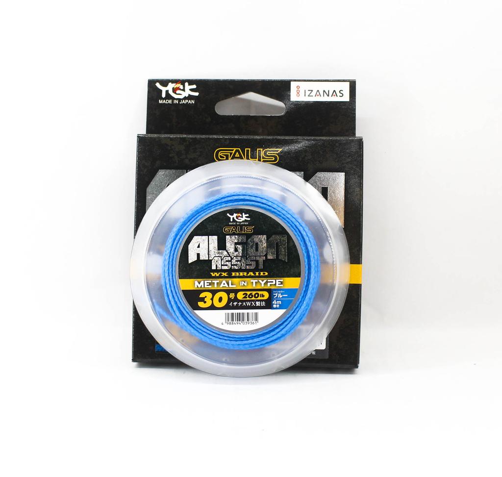 YGK Algon Assist WX Örgü Düğüm Tipi 4m Boyut 30, 260lb Mavi 260 (9361)