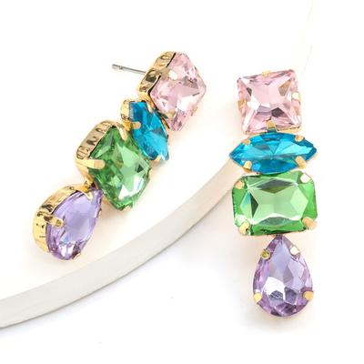 Yousheng 1 Pair Shining Piercing Beautiful Stud Earrings Water Drop Shape Rhinestone Women Earrings Wedding Jewelry