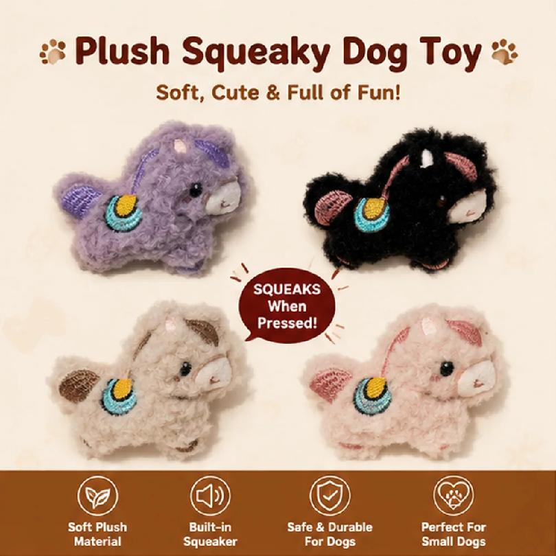 Mini Plush Squeaky Dog Toy Soft Puppy Chew Toy Cute Animal Pet Toy for Small Dogs Puppies Interactive 4 Colors
