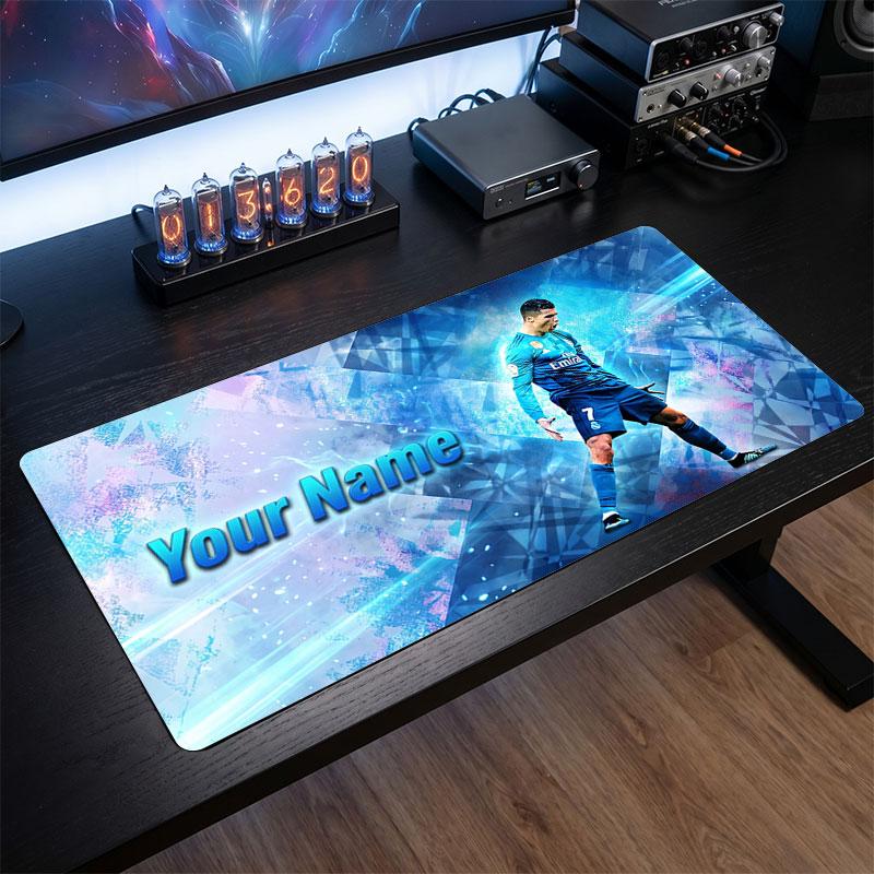 Tappetino Mouse Grande Personalizzato Cristiano Ronaldo, Stampa Testo Nome Personalizzato, Tappetino Scrivania Antiscivolo Logo Calcio Regalo Gaming