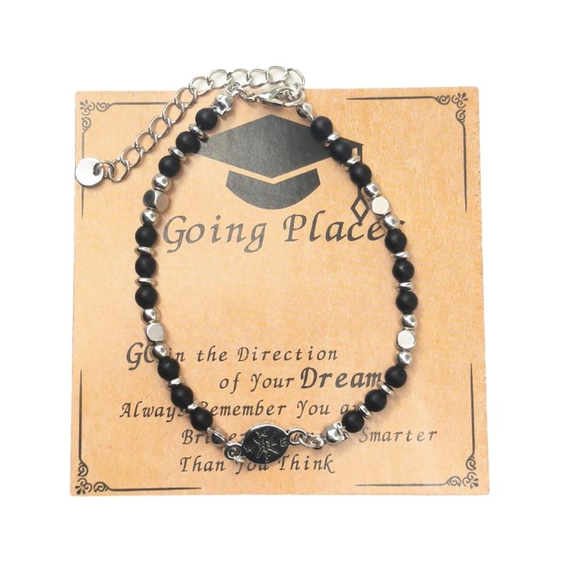 Adjustable Graduation Bracelet For Stone Bead Jewelry Gifts Set for College Friend Commemorative Keepsakes With Box