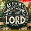 2D Flat Round Metal Wall Sign, As For Me And My House We Will Serve The Lord, Christian Religious Decor, Bible Verse Tin Sign, Farmhouse Rustic Plaque