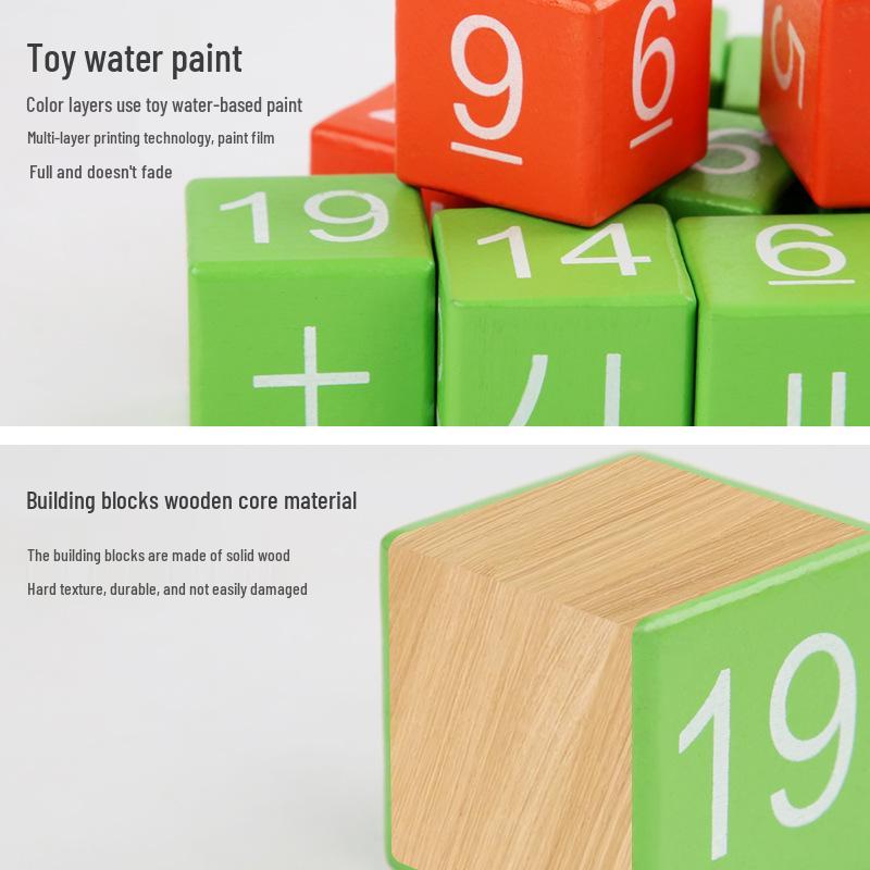 Jucărie din lemn pentru învățarea descompunerii numerelor pentru copii: Blocuri de construcție educative trei-în-unu pentru elevii de școală primară
