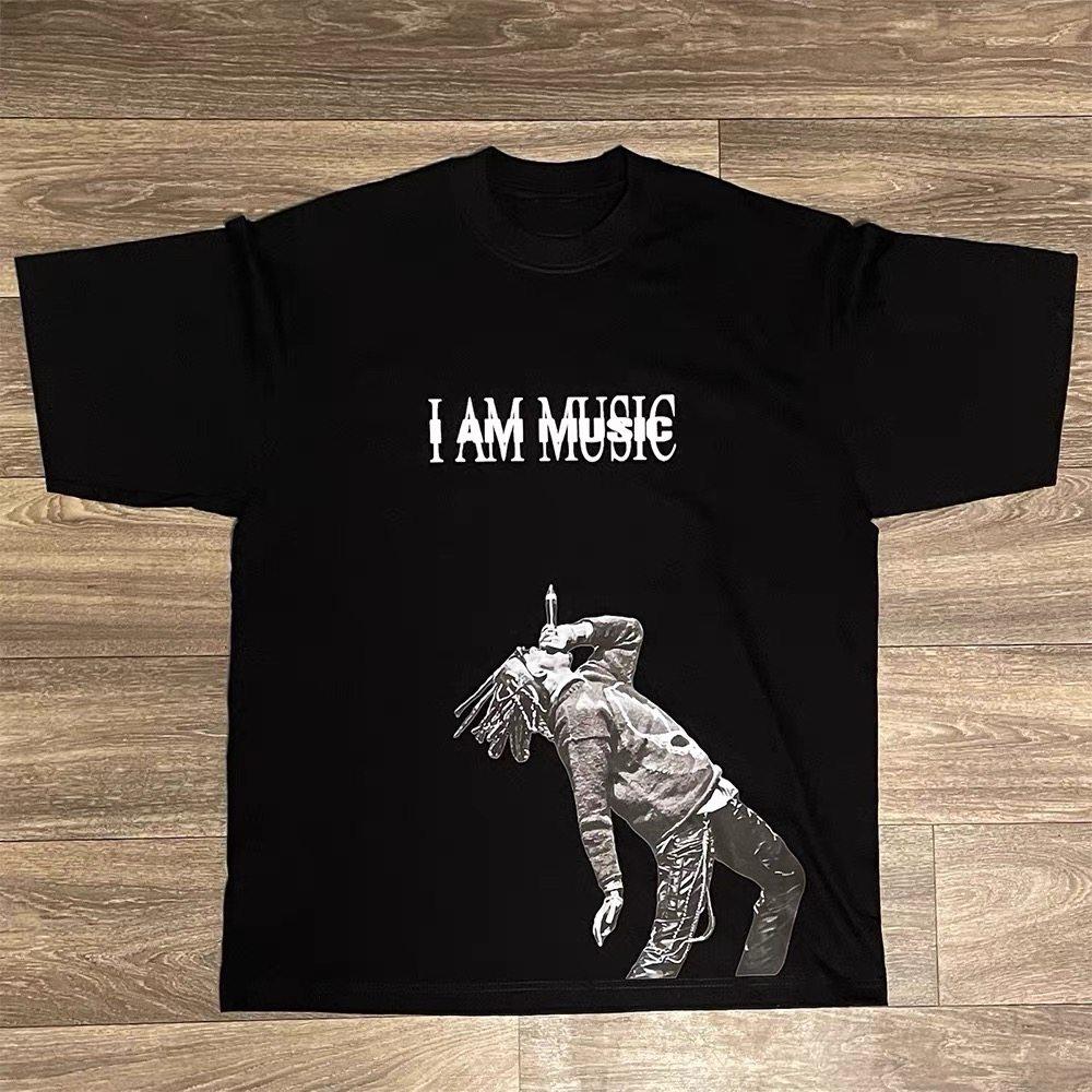 2026 Playboi Carti - Футболка I AM MUSIC - Коллаборационная футболка для модной уличной рэп-сцены, с коротким рукавом, Базовый слой, Удобная S