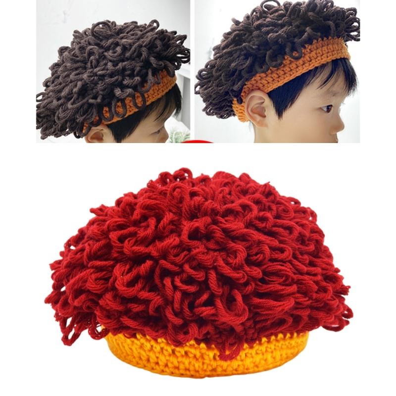 Childrens Curly Hair Hat Stretchy Cotton Mix Unisex Winter Hat For Halloween And Outdoor Play