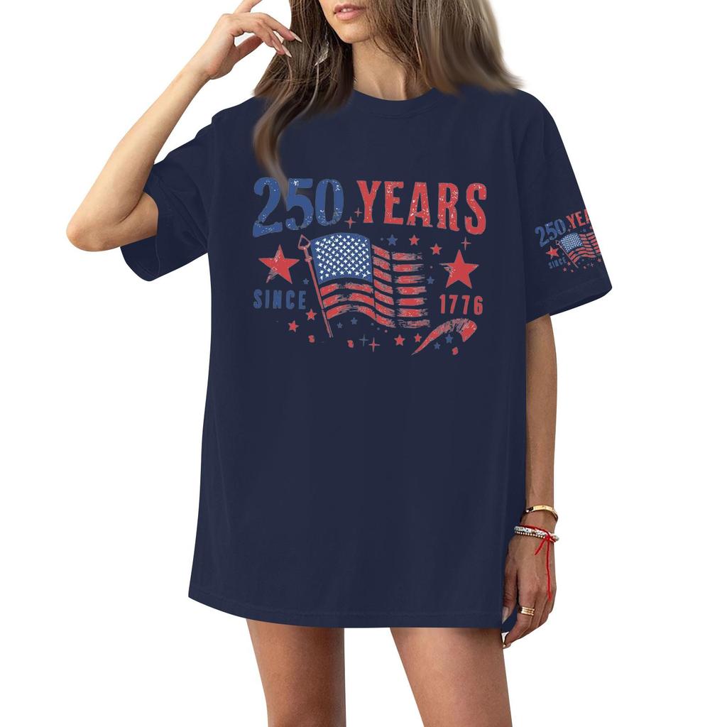 Γυναικείο Κοντομάνικο T-shirt Τοπ με Στρογγυλή Λαιμόκοψη και Σχέδιο