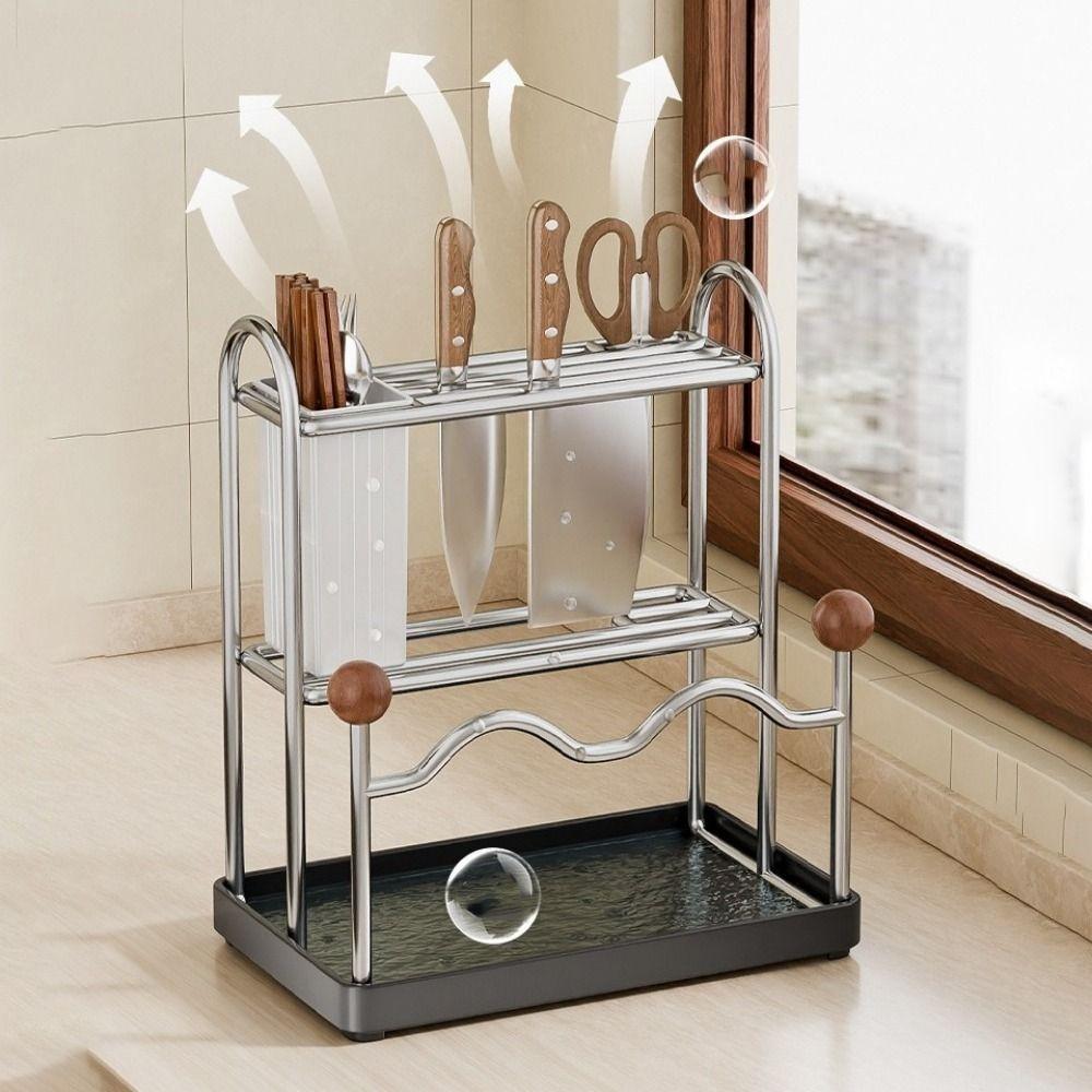 Stainless Steel Chopsticks Rack Rustproof Cutlery Drying Rack Pot Lid Rack  Tableware Storage