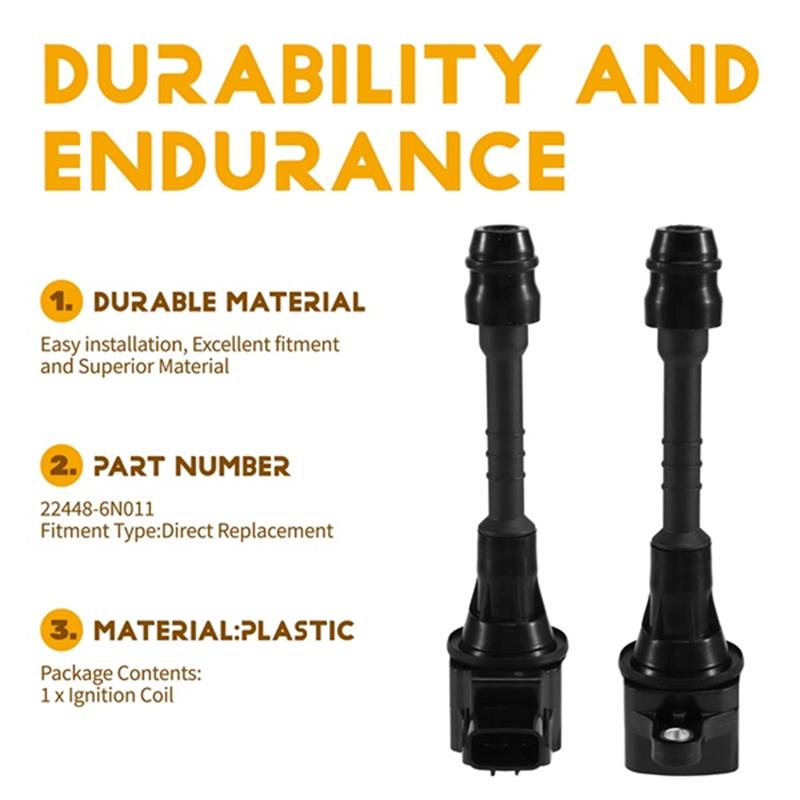 Ignition Coil Set Of 4 22448-6N015 22448-6N011 For Nissan Sentra 1.8 Almera N16 1.5 1.8 Primera P10 P11