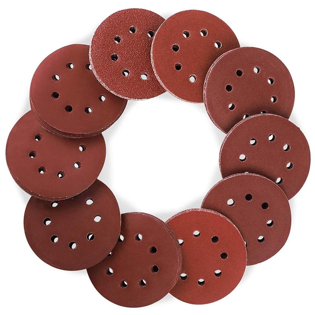 10pcs 5-inch 8-hole Flocked Sandpaper, Eed Sandpaper, Aluminum Oxide 125mm Flocked Abrasive Sandpaper