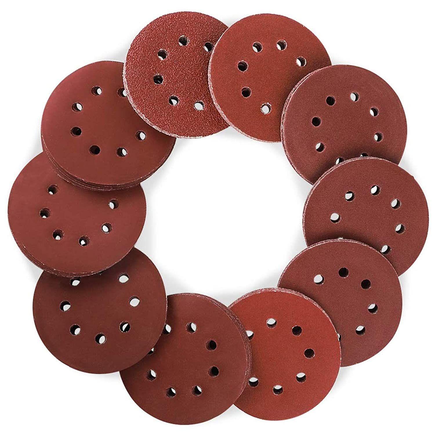 

10pcs 5-inch 8-hole Flocked Sandpaper, Eed Sandpaper, Aluminum Oxide 125mm Flocked Abrasive Sandpaper P240