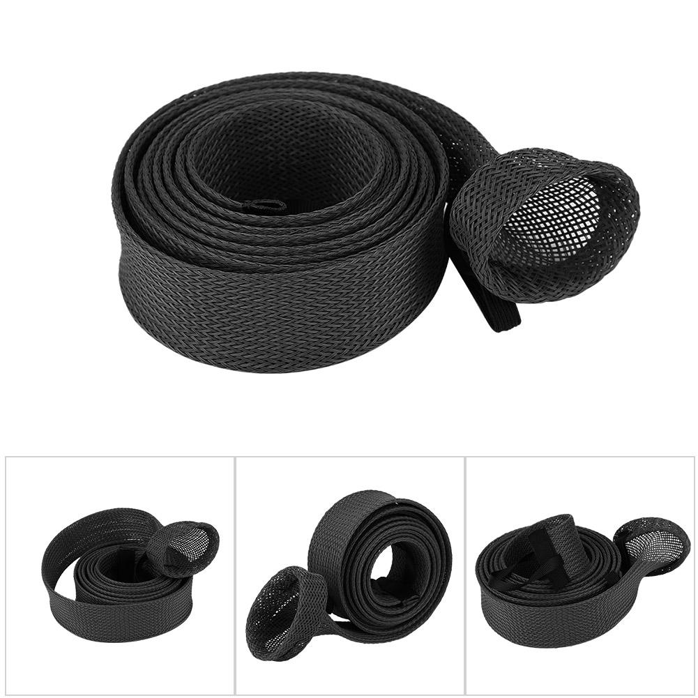 Braided Sleeve Expandable Casting Fishing Rod Pole Cover Protector (Black)