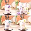 Cute Animal Plush Doll With Checkered Bow Decoration For Bags And Keys