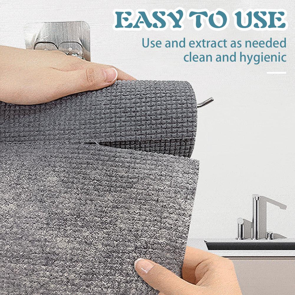 1 Roll Disposable Cleaning Cloth Kitchen Wear Resistant Rag Non-Woven Dishcloth Absorbent Paper Towel Kitchen Cleaning Supplies