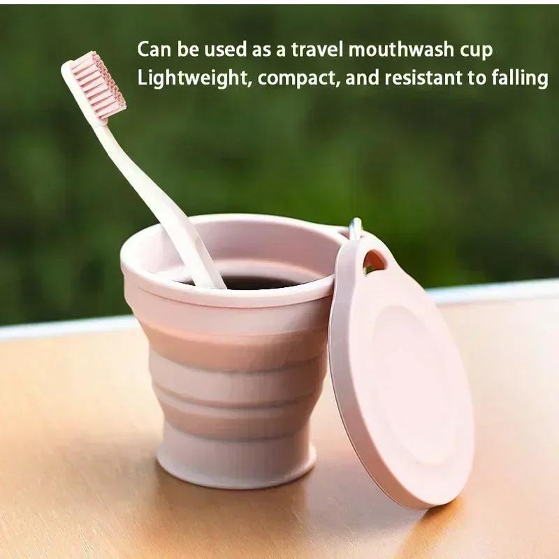 1-10PCS Foldable Large Capacity Cup Mini Telescopic Cup Silicone Portable Tea Cup Outdoor Travel with Lid Coffee Telescopic Cup