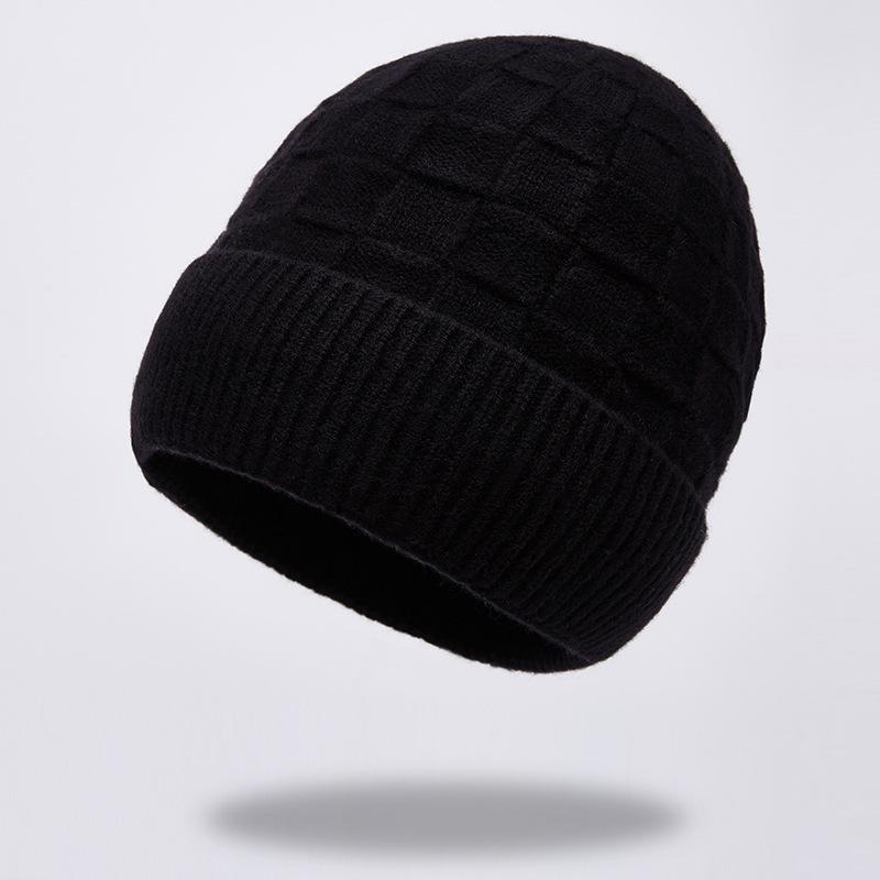 Strickmütze Große Karomütze aus Wolle Modische vielseitige warme Kaltwettermütze Kuppelförmiger Ohrenschützer Winterwollmütze