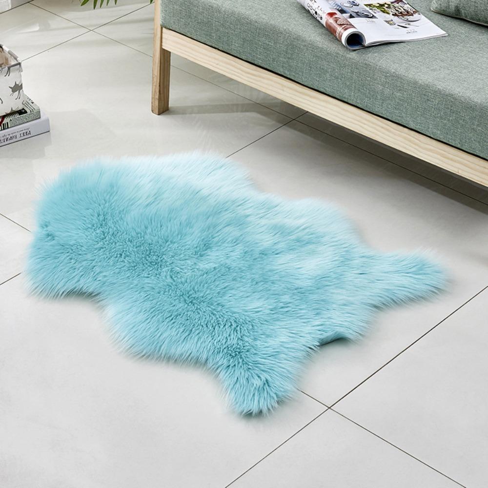 Soft Imitation Wool Bedside Rug Fluffy Shaggy Floor Protection Long Plush Rug Washable Home Decor Bedroom Carpet Bedroom