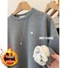 Women's Korean Lace Trim Round Neck Fleece Sweatshirt - Winter Mid-Length Loose Fit
